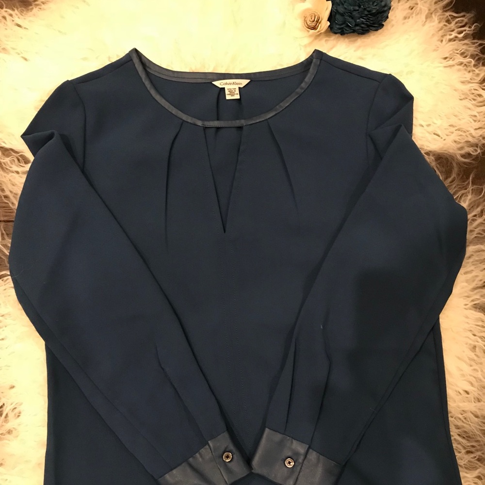 Calvin Klein Blouse with Leather Detailing